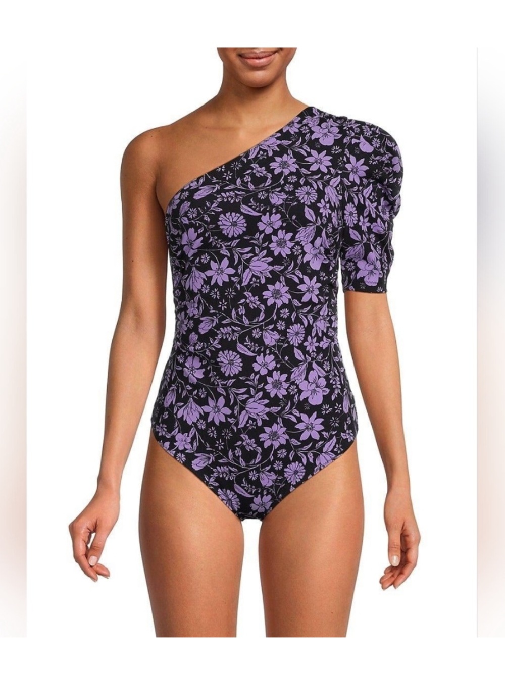 Free People Something Bout You floral puff sleeve bodysuit Sz M